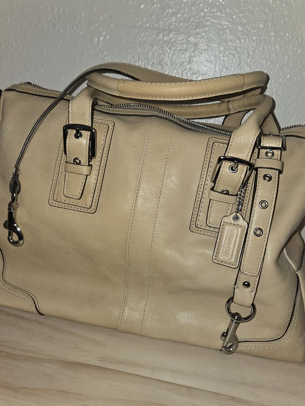 Coach Hamilton Leather Satchel with Silver Hardware